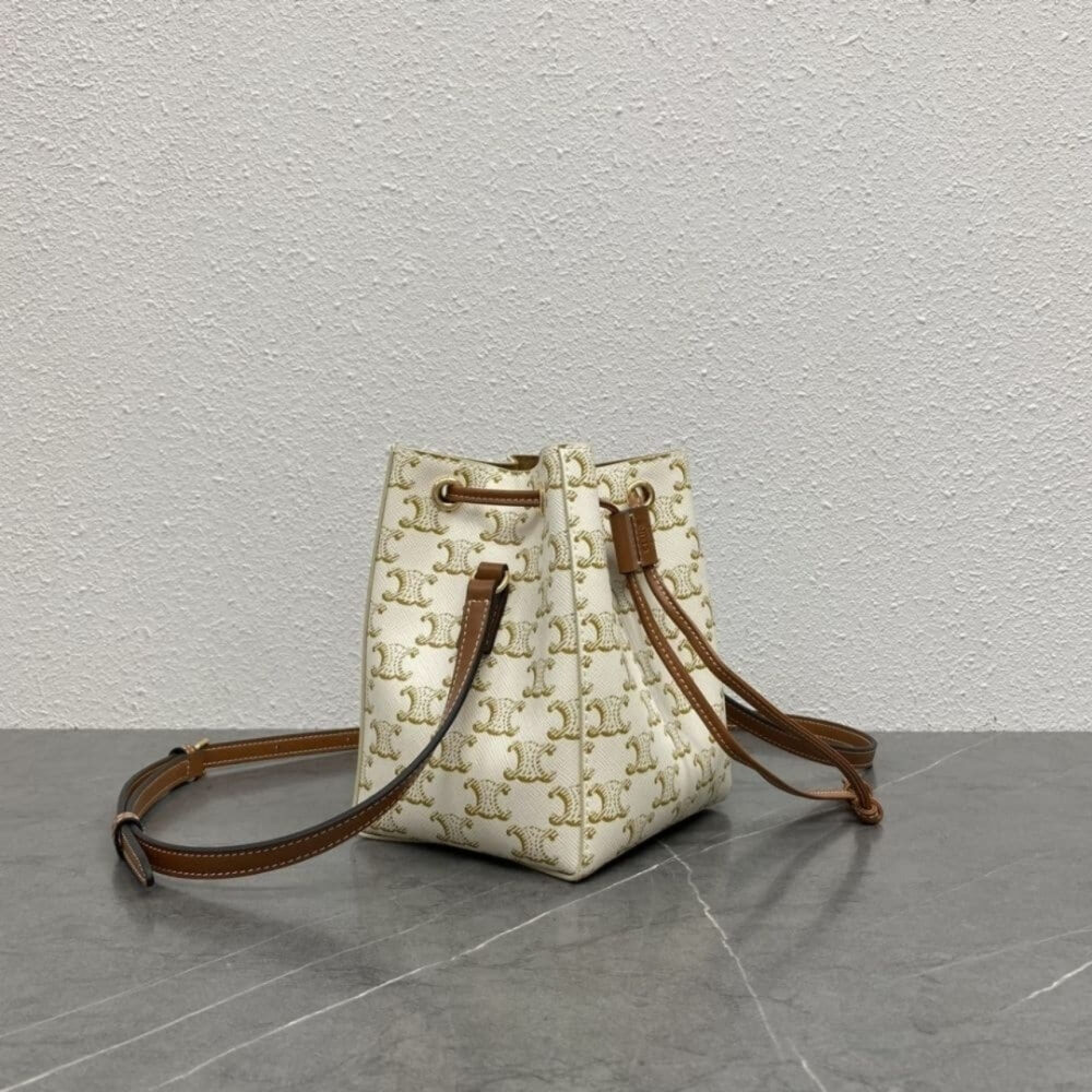 Super Vip 1:1 – Celine Micro Sailor In Triomphe Canvas White And Tan 17Cm 10M742GCE 01TA - Image 3