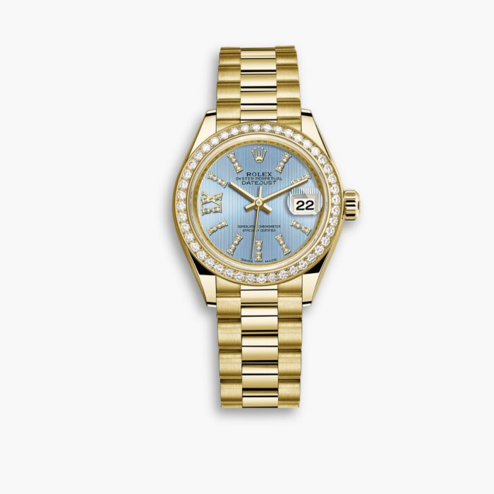 Rolex Lady Datejust 28 Cornflower Blue Dial Gold 28mm 279138BLSRDP