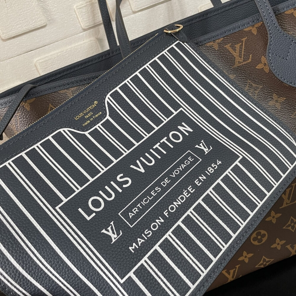 Super Vip 1:1 – Louis Vuitton Neverfull Inside Out MM Bag Blue Grey 31Cm - Image 7