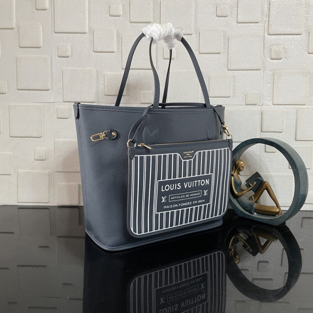 Super Vip 1:1 – Louis Vuitton Neverfull Inside Out MM Bag Blue Grey 31Cm - Image 9