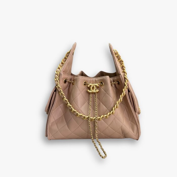 Chanel 25 Small Handbag Grained And Gold Tone Metal Beige 25Cm