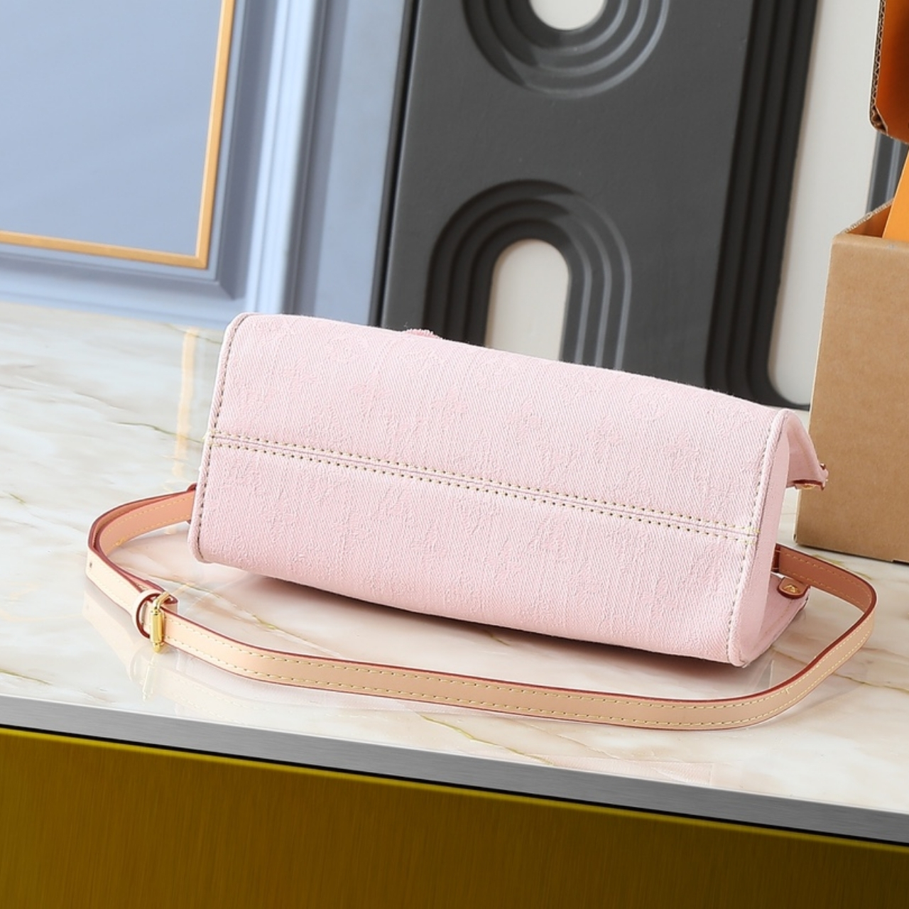 Louis Vuitton Onthego PM Bag Denim Pink 25Cm - Image 5