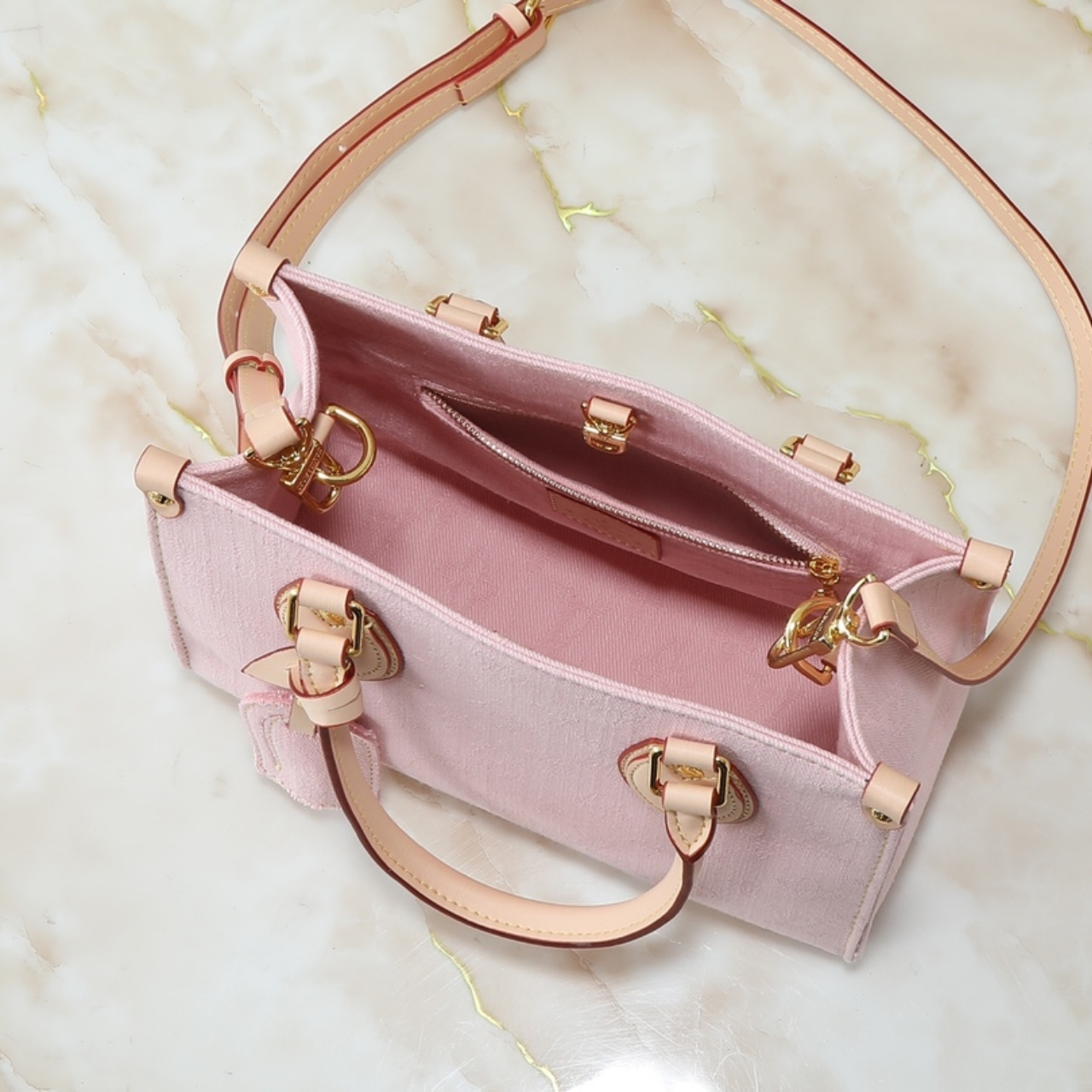 Louis Vuitton Onthego PM Bag Denim Pink 25Cm - Image 6