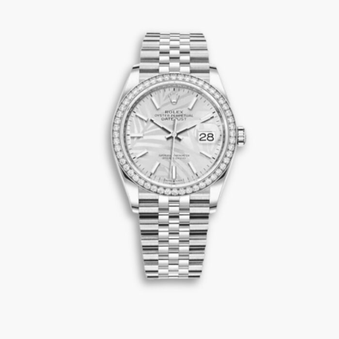 Rolex Datejust Silver Dial With Silver Strap Palm Leaf Pattern 36mm 126200 0086