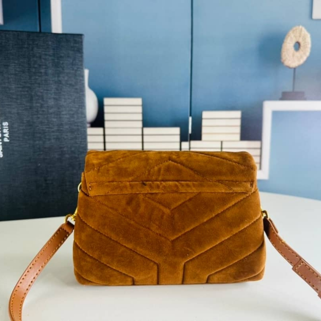 Saint Laurent Loulou Small Shoulder Bag In Suede Brown 22Cm - Image 5