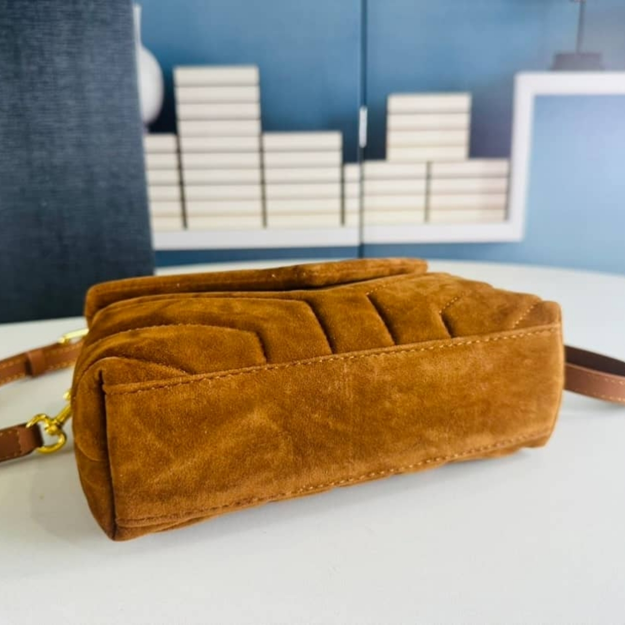 Saint Laurent Loulou Small Shoulder Bag In Suede Brown 22Cm - Image 6