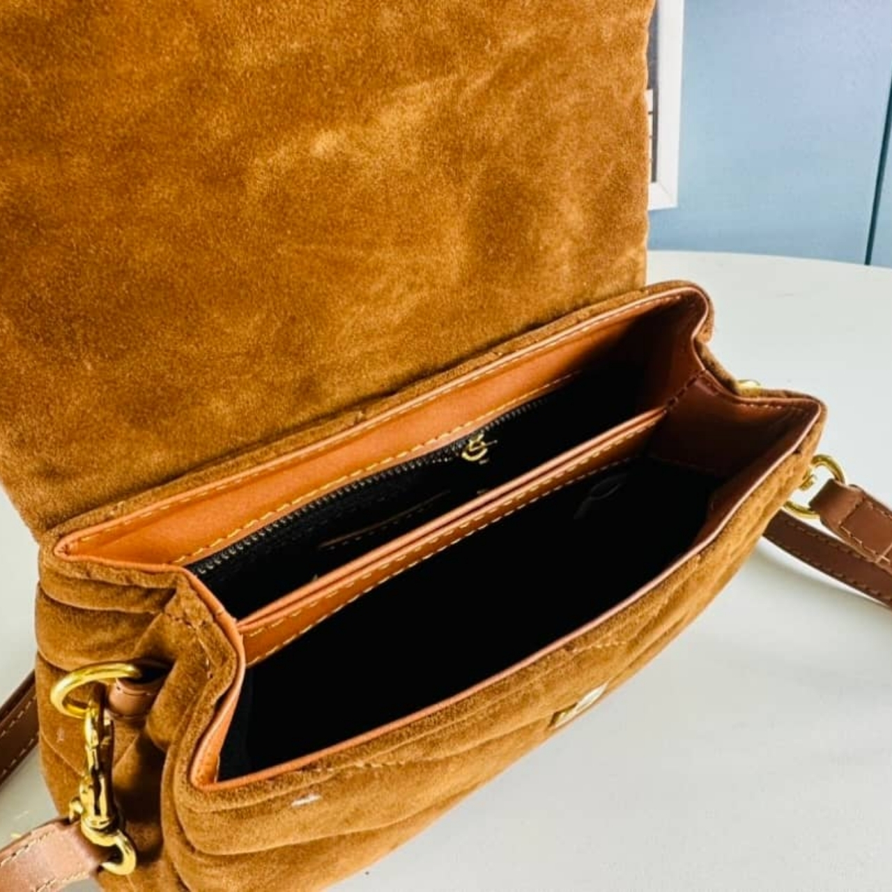 Saint Laurent Loulou Small Shoulder Bag In Suede Brown 22Cm - Image 7