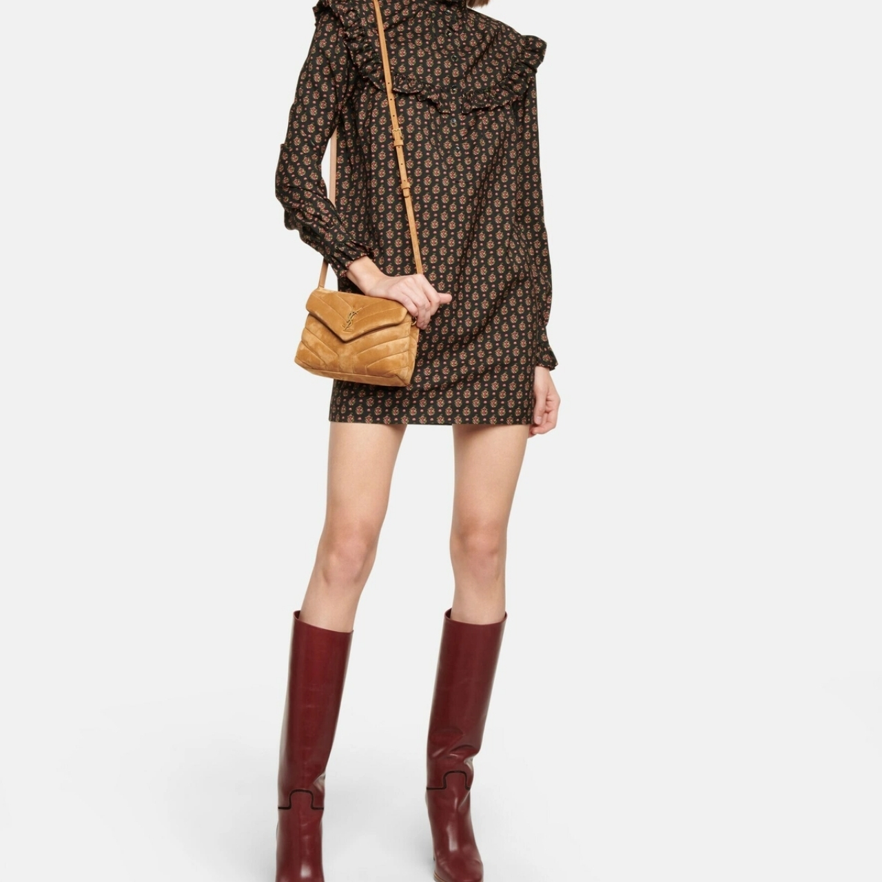 Saint Laurent Loulou Small Shoulder Bag In Suede Brown 22Cm - Image 8