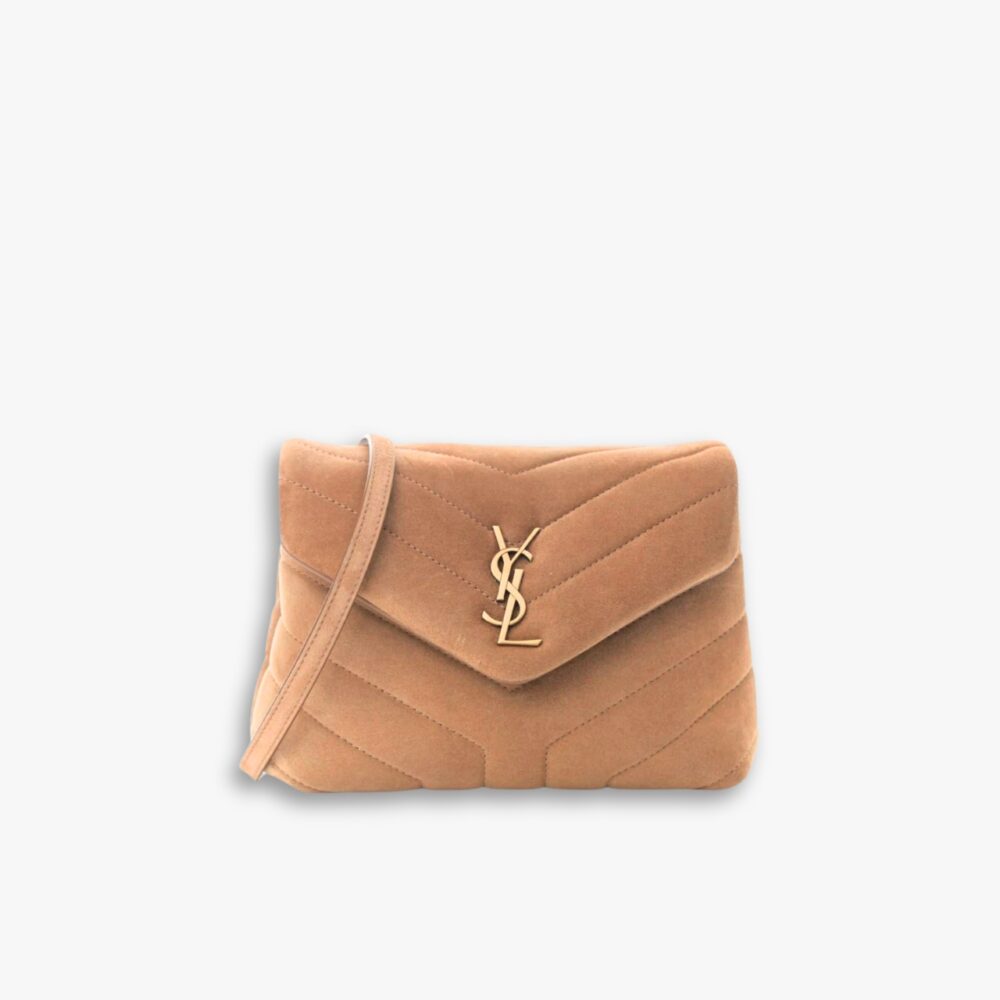 Saint Laurent Loulou Small Shoulder Bag In Suede Brown 22Cm
