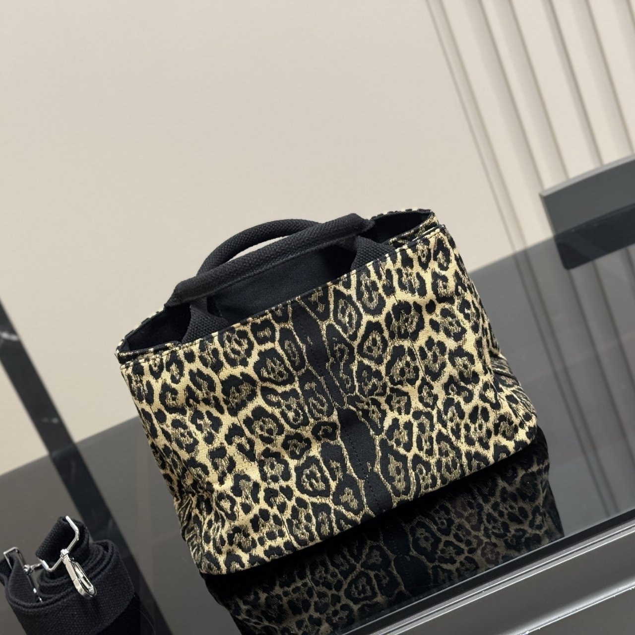 Prada Leopard Print Canapa Canvas Brown 30Cm - Image 3