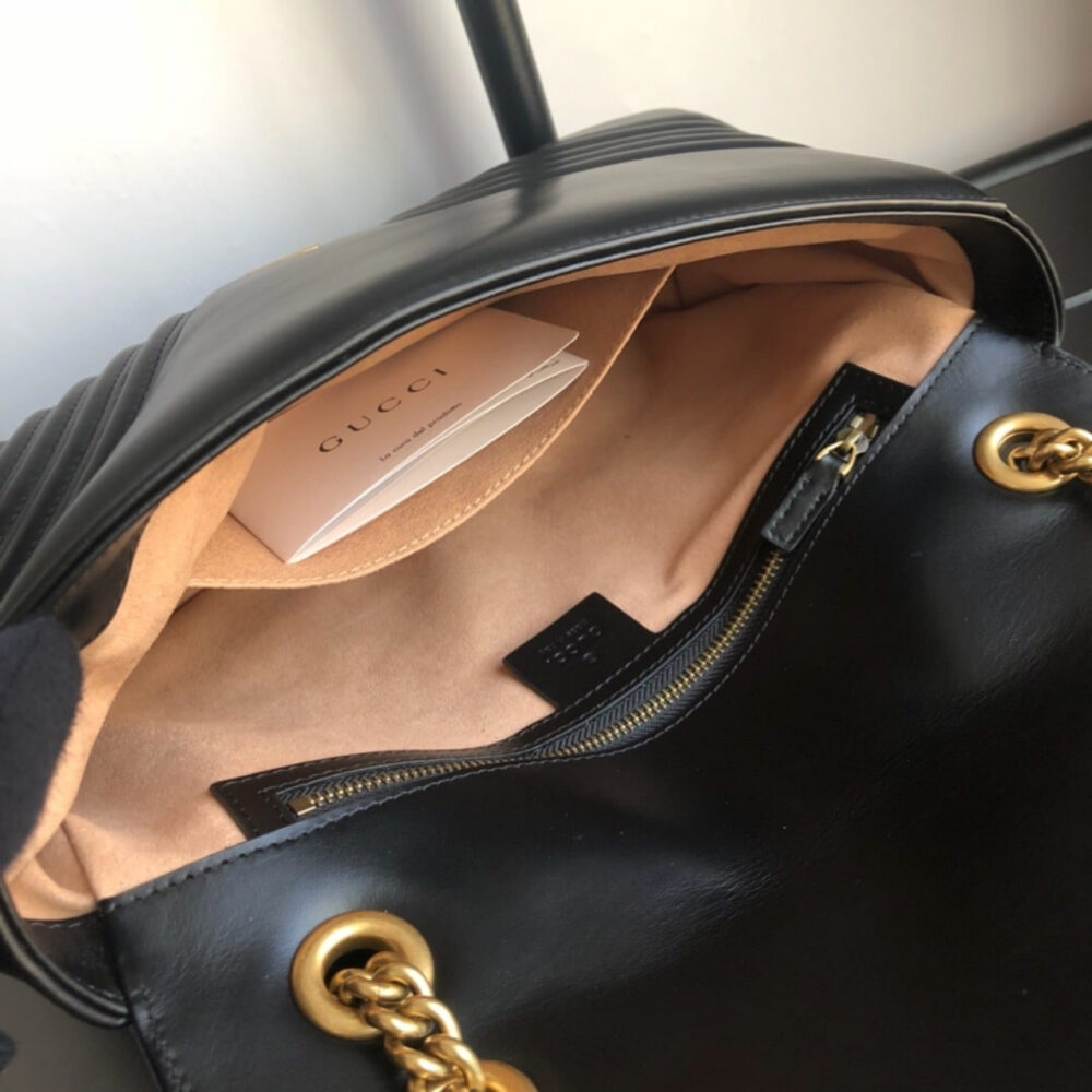 Gucci GG Marmont Matelassé Medium Bag Black 26Cm 443496 DTDIT 1000 - Image 7