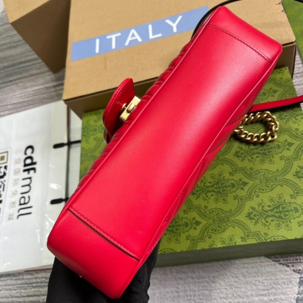 Gucci GG Marmont Matelassé Medium Bag Red 26Cm 443496 AABZC 6832 - Image 4