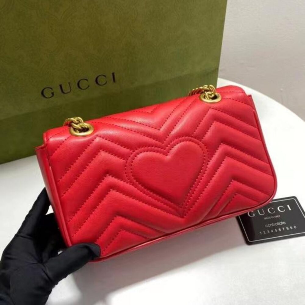 Gucci GG Marmont Matelassé Medium Bag Red 26Cm 443496 AABZC 6832 - Image 8