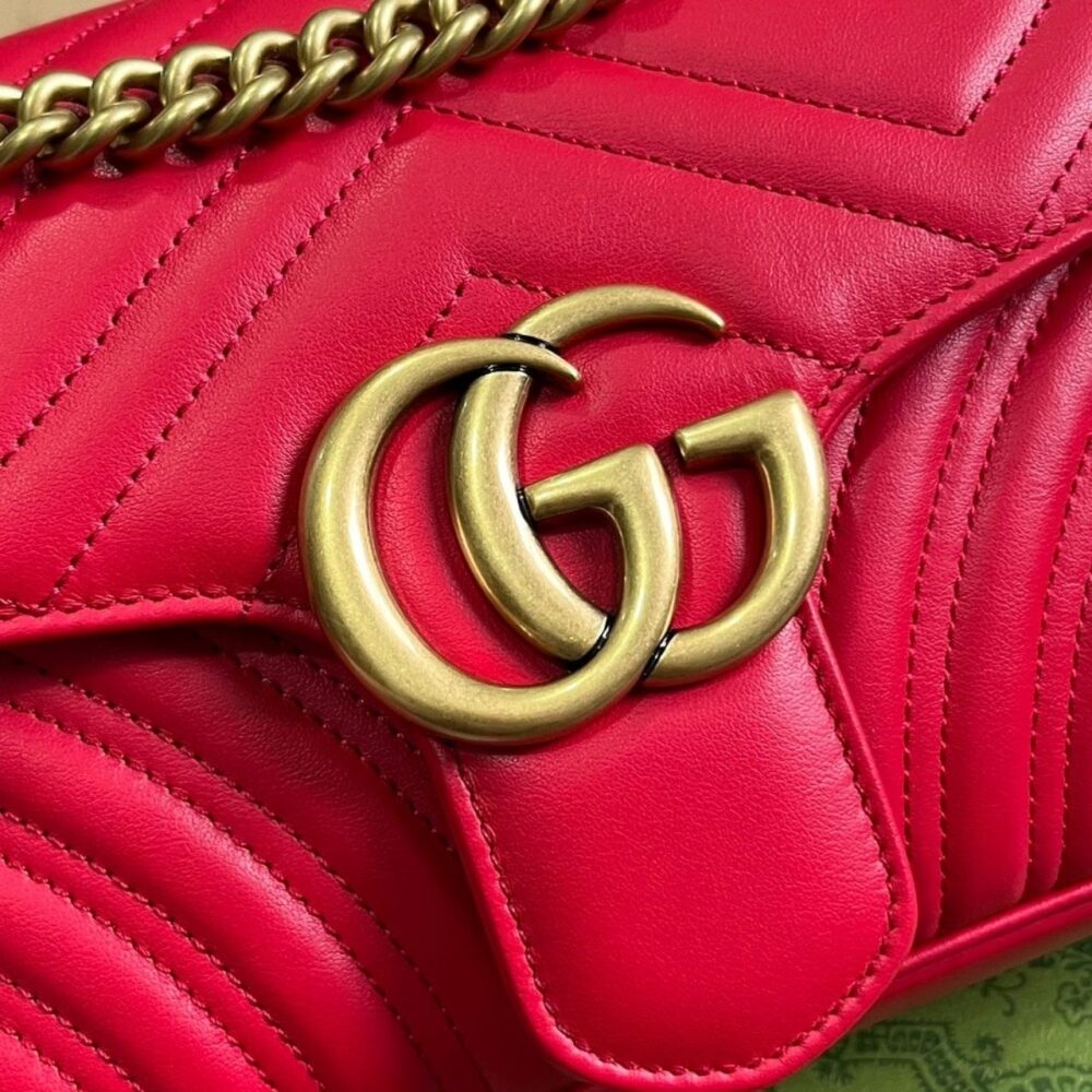Gucci GG Marmont Matelassé Medium Bag Red 26Cm 443496 AABZC 6832 - Image 9