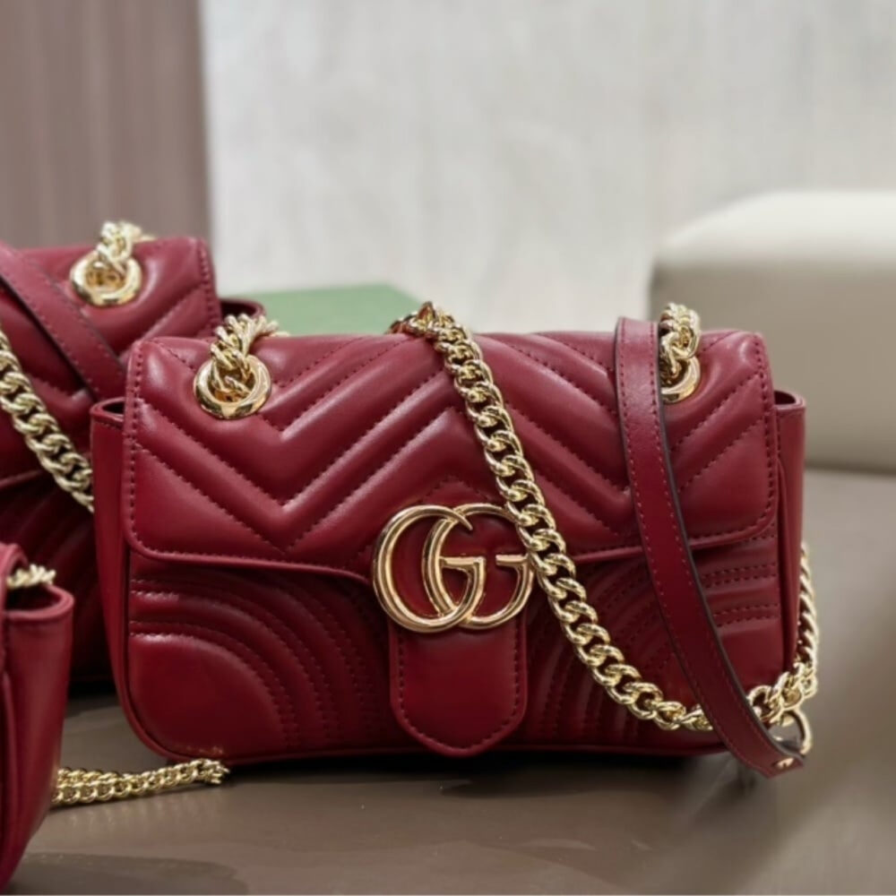 Gucci GG Marmont Mini Shoulder Bag Rosso Ancora 16Cm 443497 AADPJ 6207 - Image 2