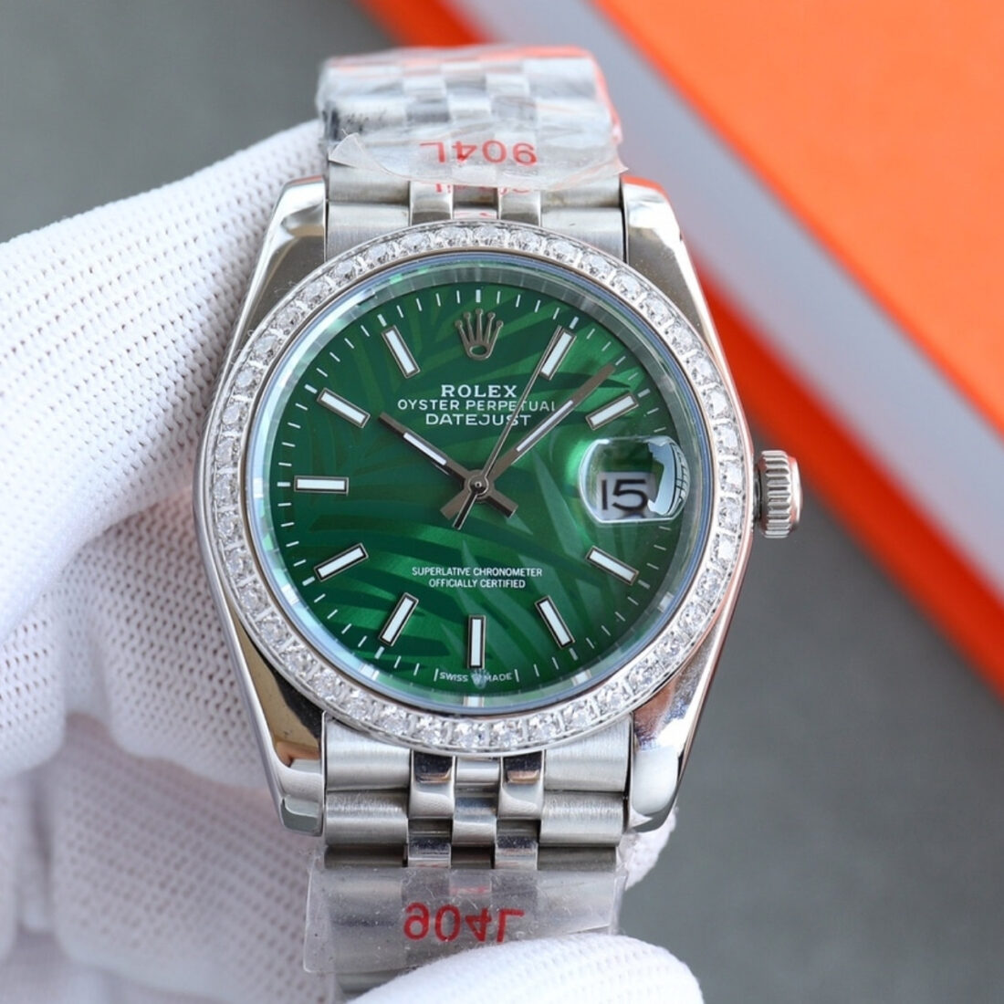 Rolex Datejust Green Dial Palm Leaf Pattern 36mm 126284RBR - Image 3