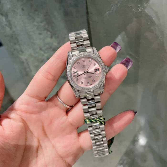 Rolex Datejust Diamond Bezel Oyster White Gold Pink 28mm - Image 2