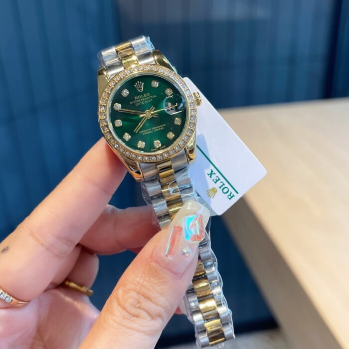 Rolex Datejust Diamond Dial Silver And Gold Green 28mm - Image 2