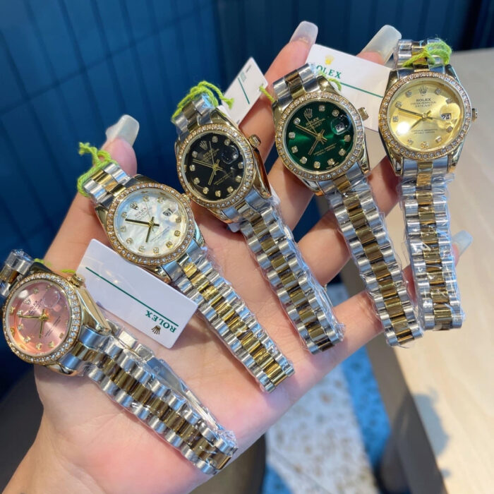 Rolex Datejust Diamond Dial Silver And Gold Green 28mm - Image 5