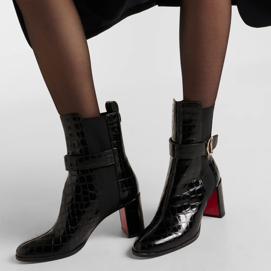 Super Vip 1:1 - Christian Louboutin Croc-effect Ankle Boots Black - Image 6