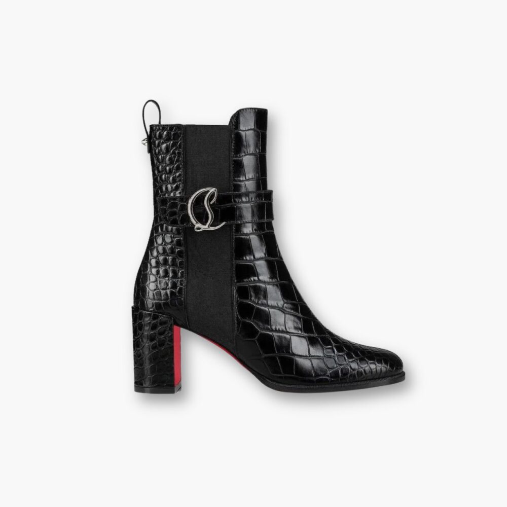 Christian Louboutin Croc-effect Ankle Boots Black