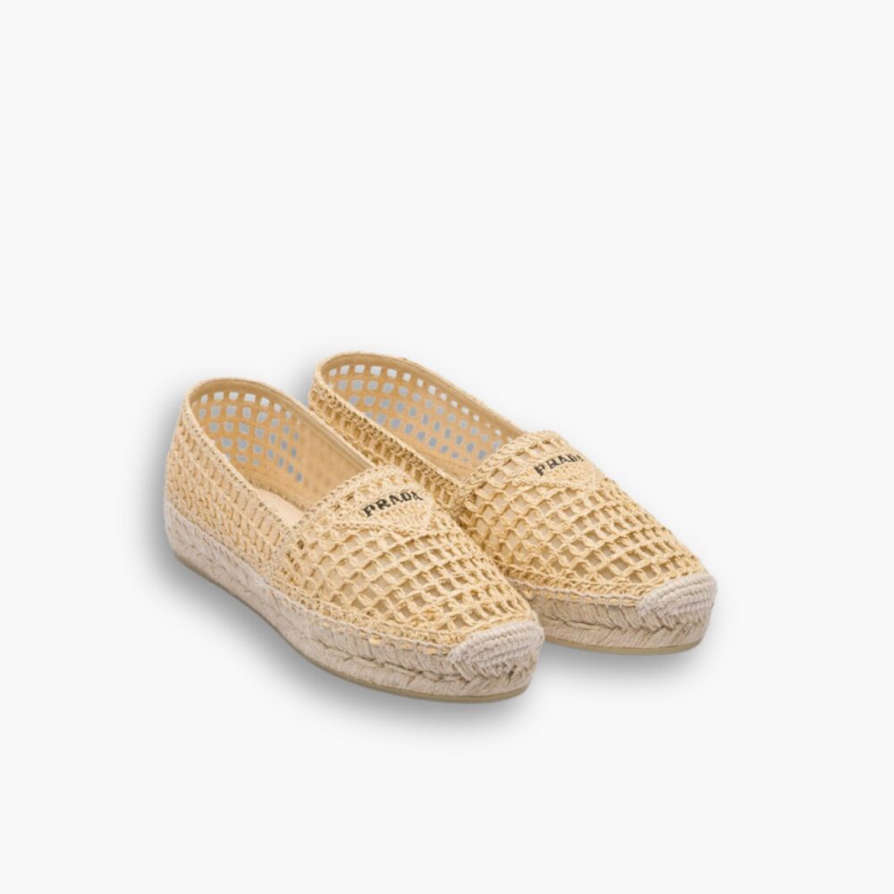 Prada Beige Raffia Espadrille Flat