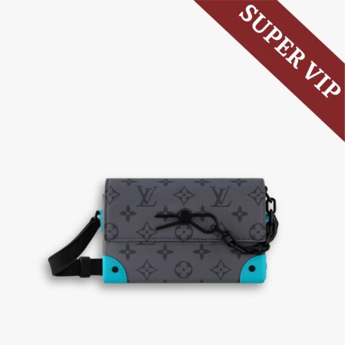 Super Vip 1:1 – Louis Vuitton Steamer Wearable Wallet Monogram Eclipse Reverse Turquoise 18Cm M11496