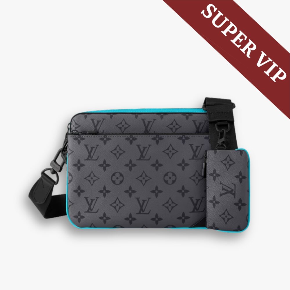 Super Vip 1:1 – Louis Vuitton Trio Messenger Monogram Eclipse Reverse Turquoise 25Cm M11648