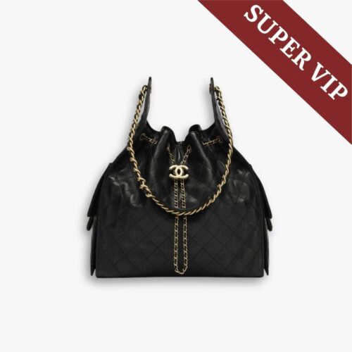 Super Vip 1:1 – Chanel 25 Medium Handbag Gold Tone Metal Black 40Cm AS5311 B20304 94305