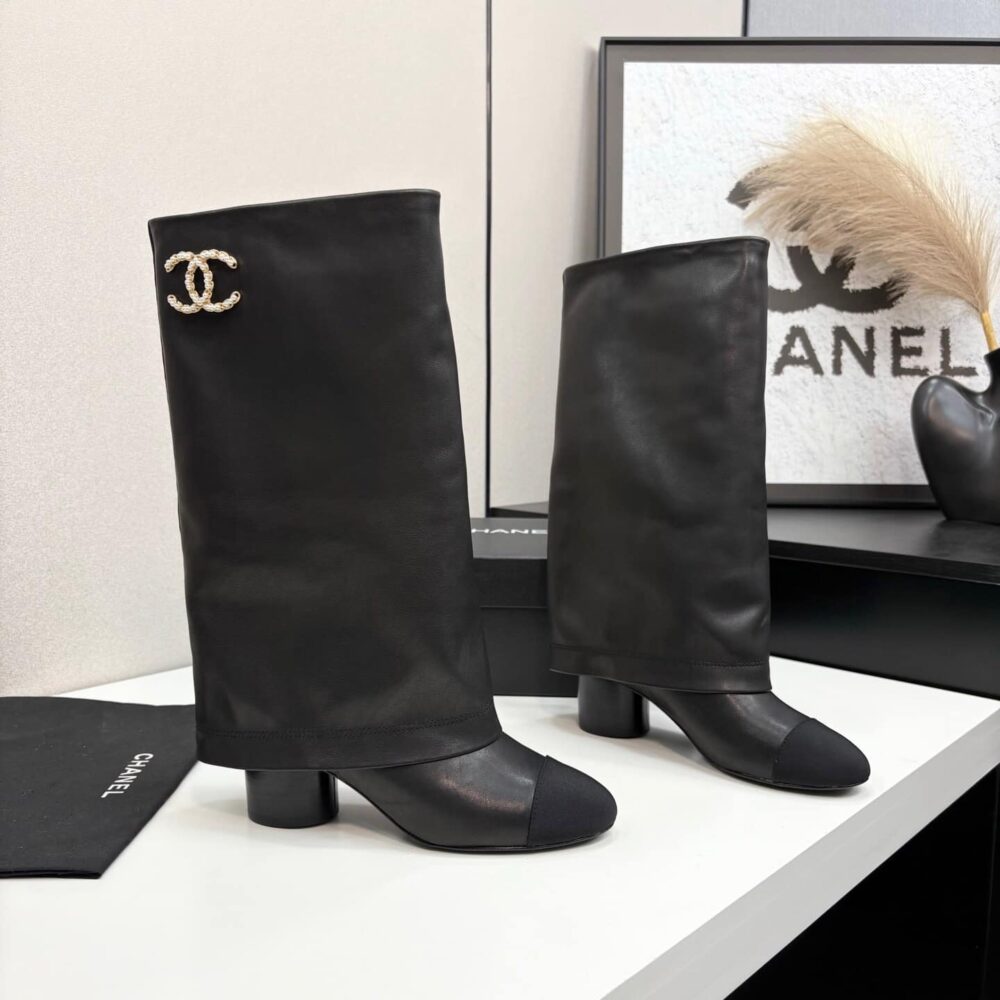 Super Vip 1:1 – Chanel High Boots Grosgrain Black - Image 7