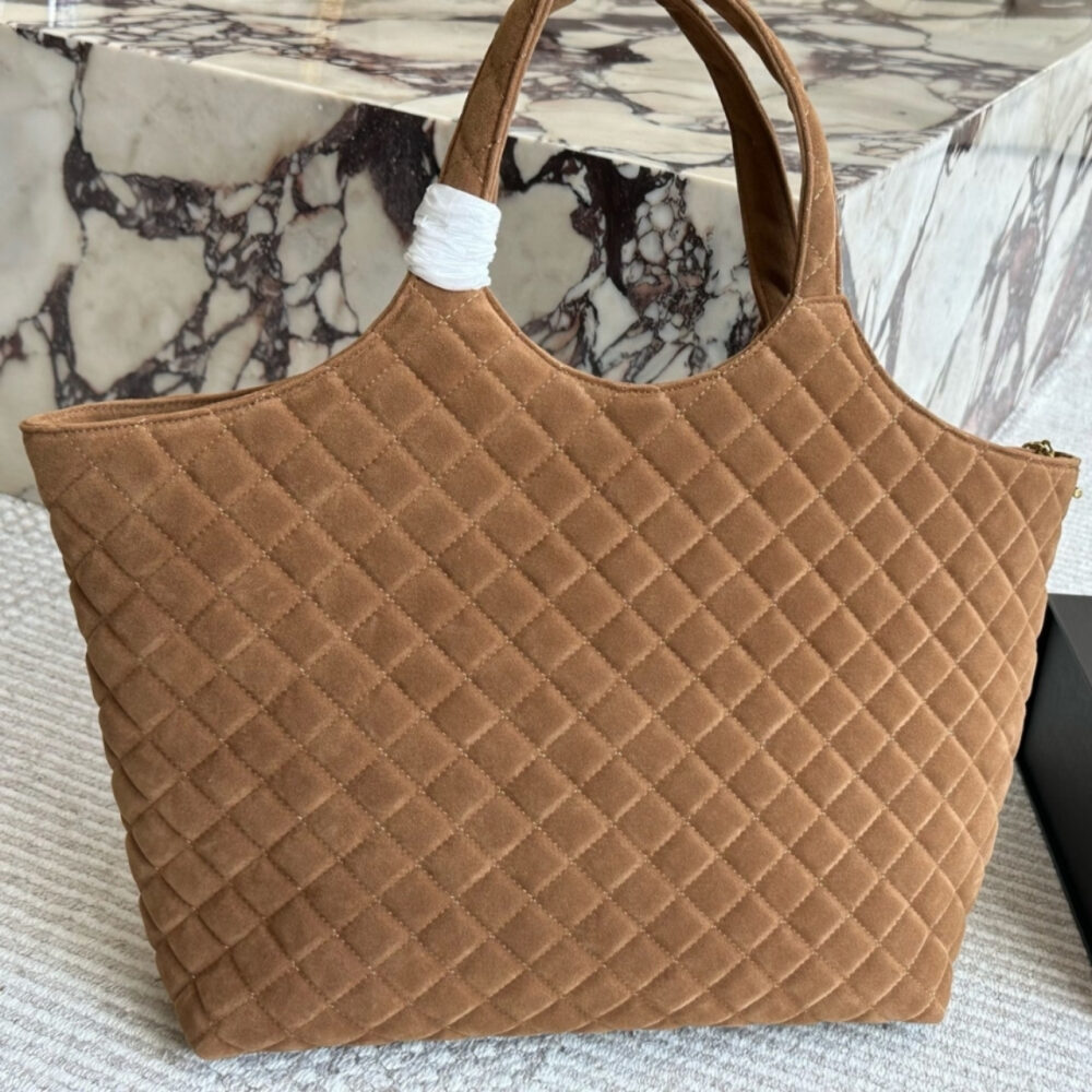 Saint Laurent Large Tote Bag In Suede Brown 36Cm - Image 4
