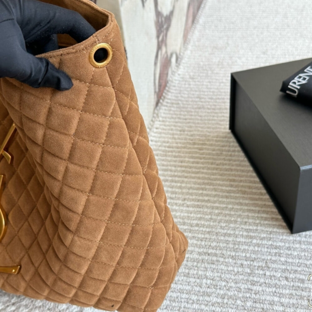 Saint Laurent Large Tote Bag In Suede Brown 36Cm - Image 7