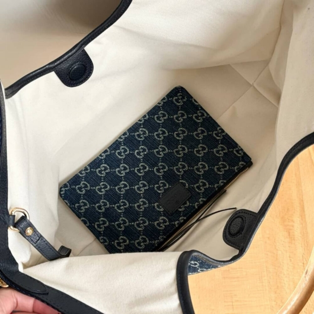 Gucci Giglio Large Tote Bag Blue And White GG Denim 60Cm 853971 FAFFQ 8864 - Image 5