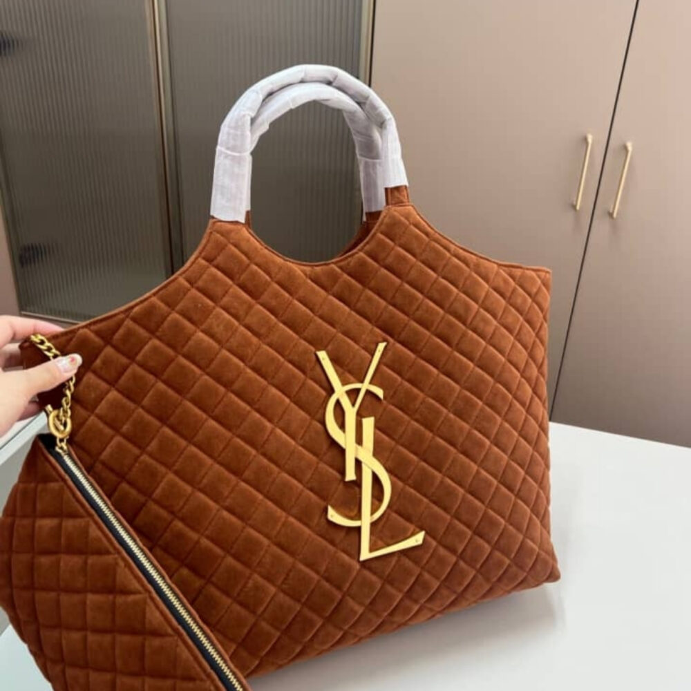 Saint Laurent Large Tote Bag In Suede Copper 36Cm - Image 3