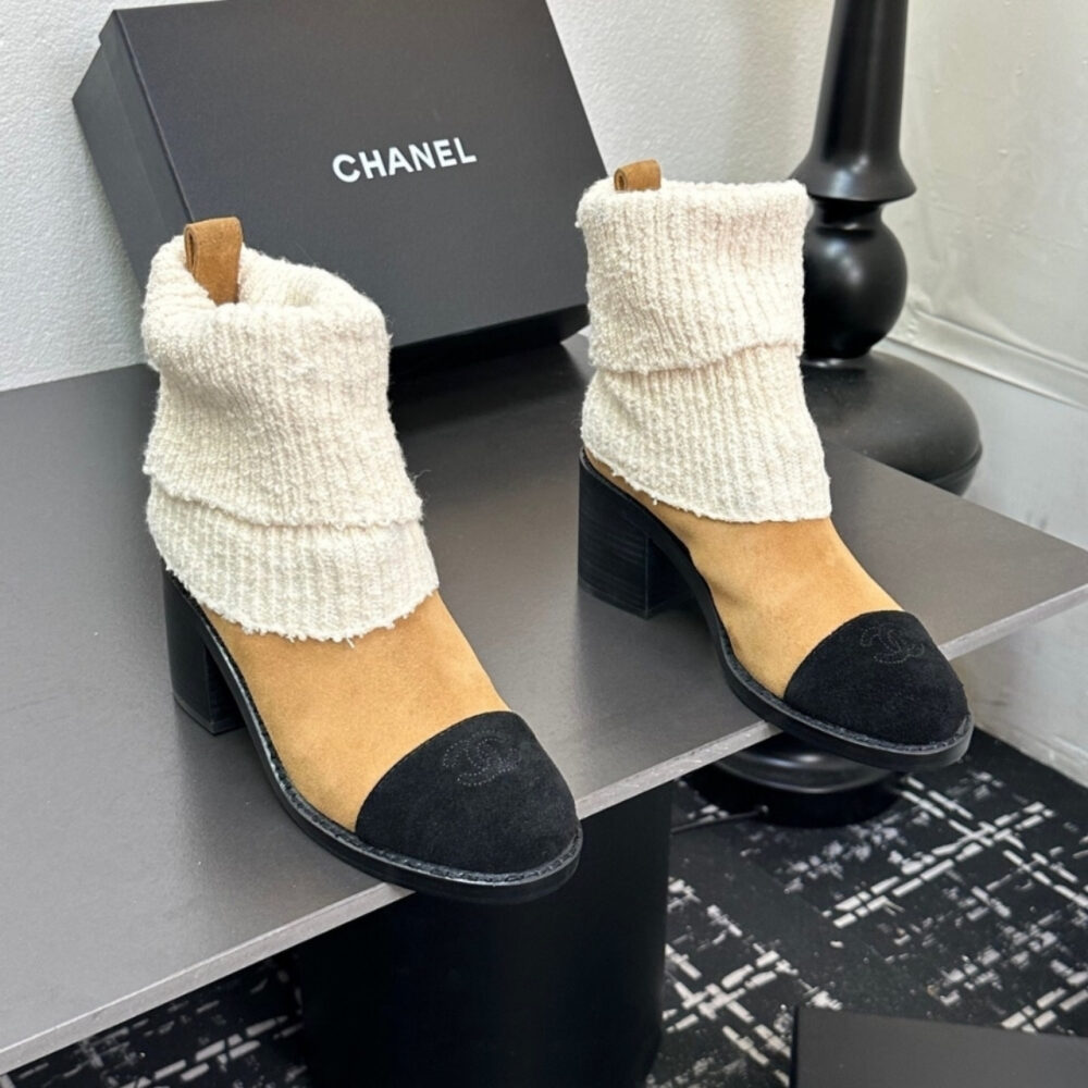 Chanel Knit Boots Beige G46038 B18433 NZZX3 - Image 3