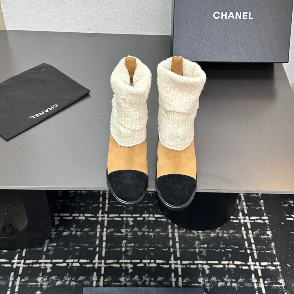 Chanel Knit Boots Beige G46038 B18433 NZZX3 - Image 4