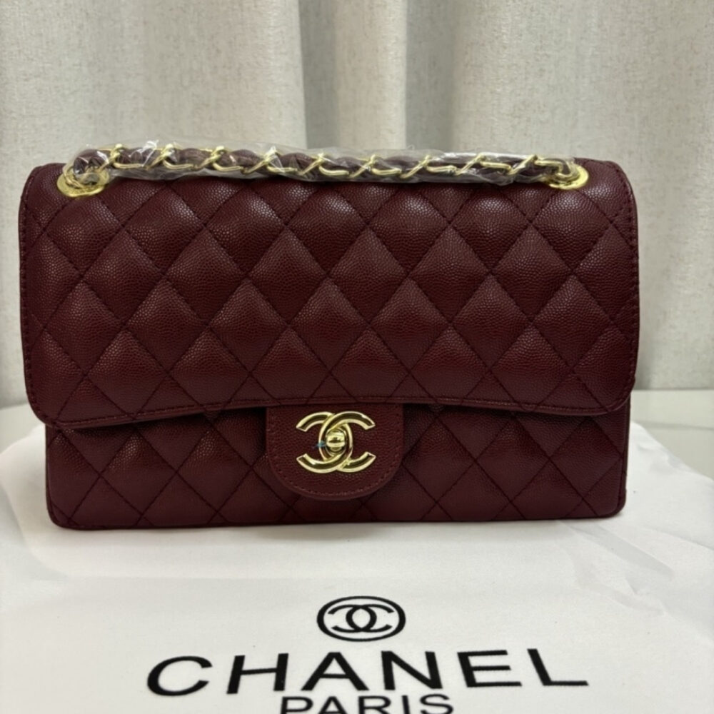 Chanel Medium Classic Double Flap Burgundy Gold Hardware 25Cm - Image 2