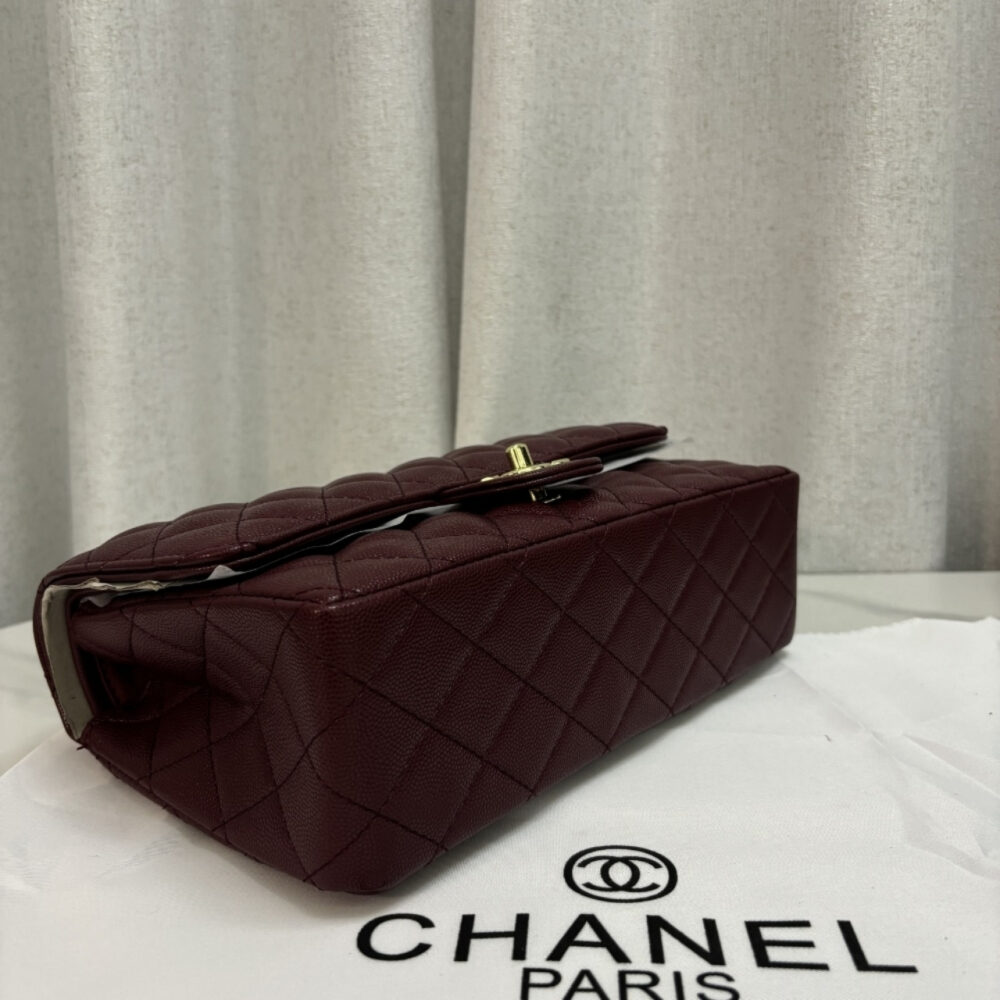 Chanel Medium Classic Double Flap Burgundy Gold Hardware 25Cm - Image 6