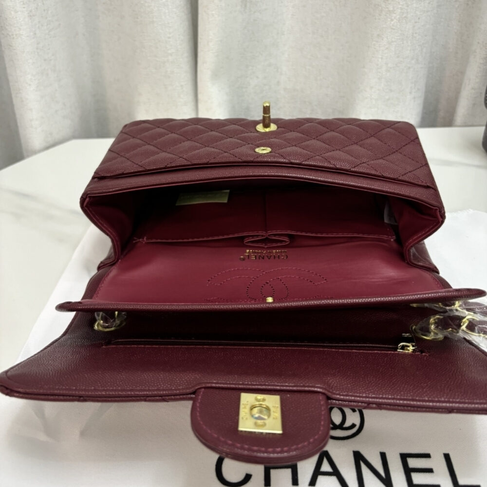 Chanel Medium Classic Double Flap Burgundy Gold Hardware 25Cm - Image 7