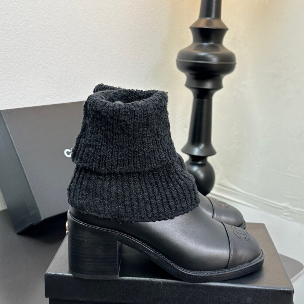 Chanel Knit Boots Black - Image 2