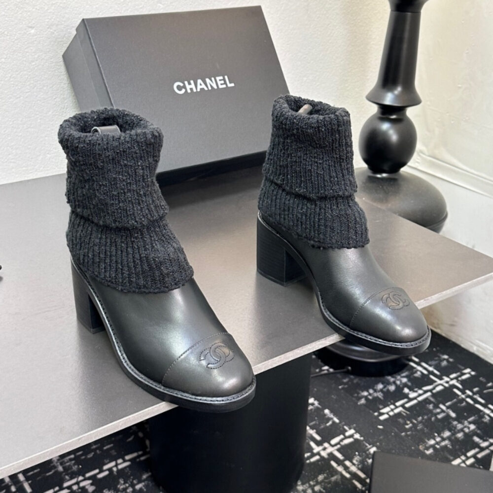 Chanel Knit Boots Black - Image 3