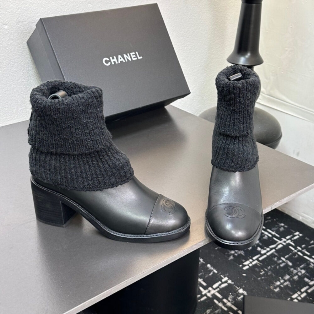 Chanel Knit Boots Black - Image 5