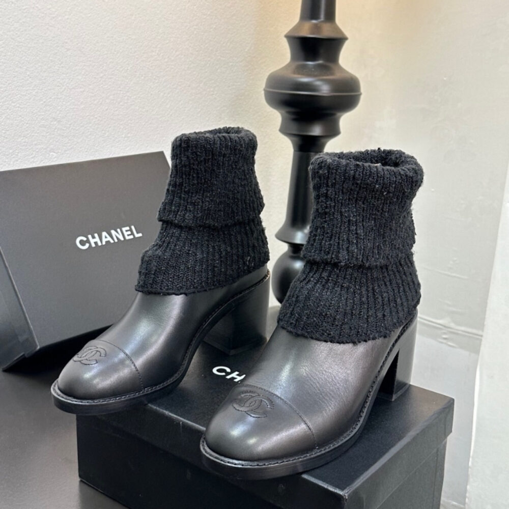 Chanel Knit Boots Black - Image 7