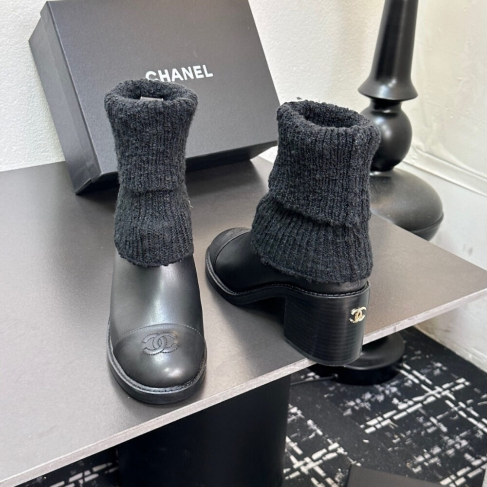 Chanel Knit Boots Black - Image 8