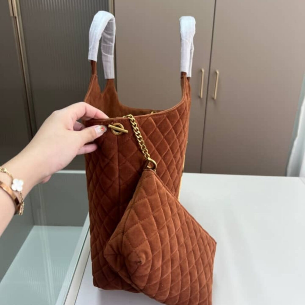 Saint Laurent Large Tote Bag In Suede Copper 36Cm - Image 4