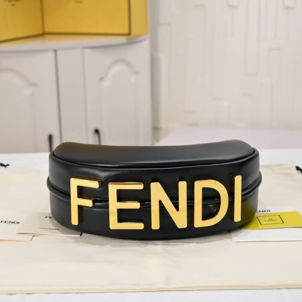 Fendi Small Fendigraphy Bag Black 24Cm 8BR798A5DYF1HEJ - Image 4