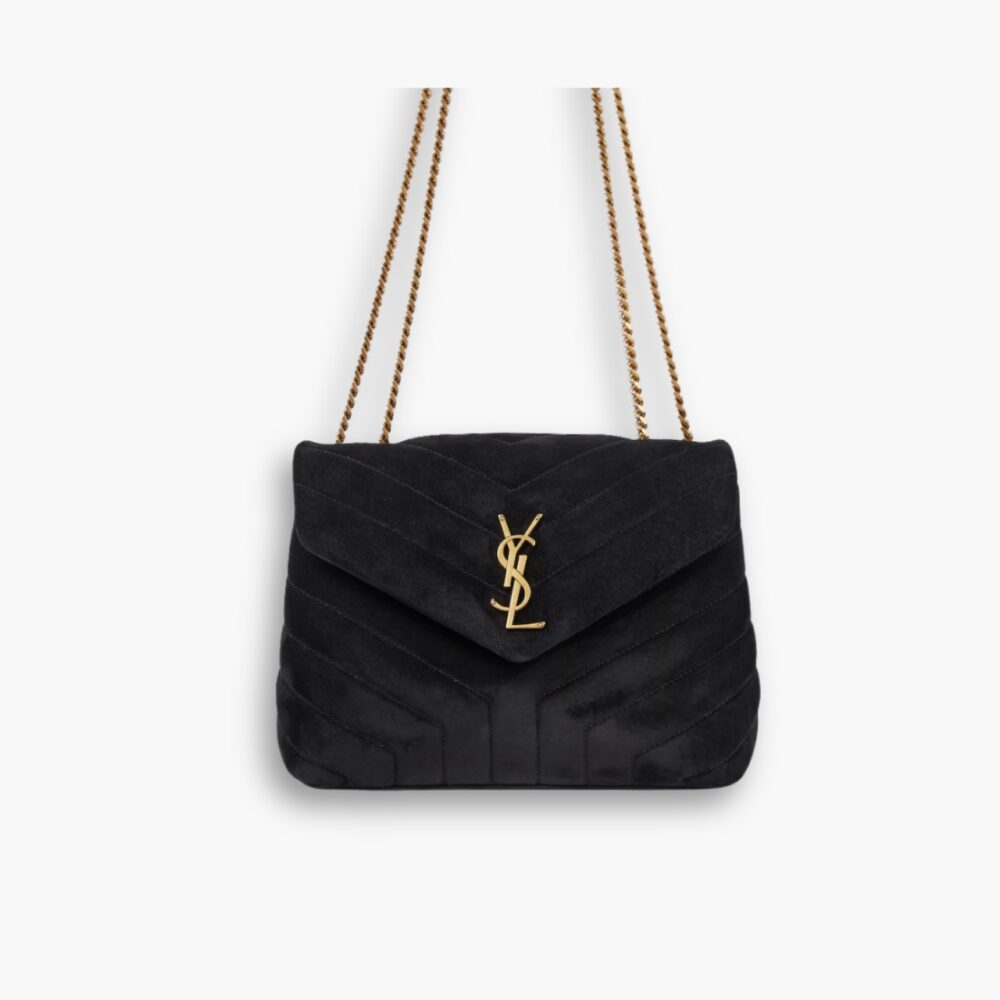 Saint Laurent Loulou Small Flap Bag Suede Black 25Cm