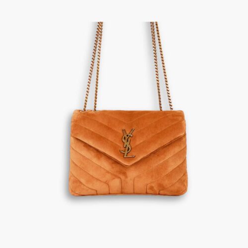 Saint Laurent Cinnamon Loulou Large Chain Bag In Suede Brown 31Cm