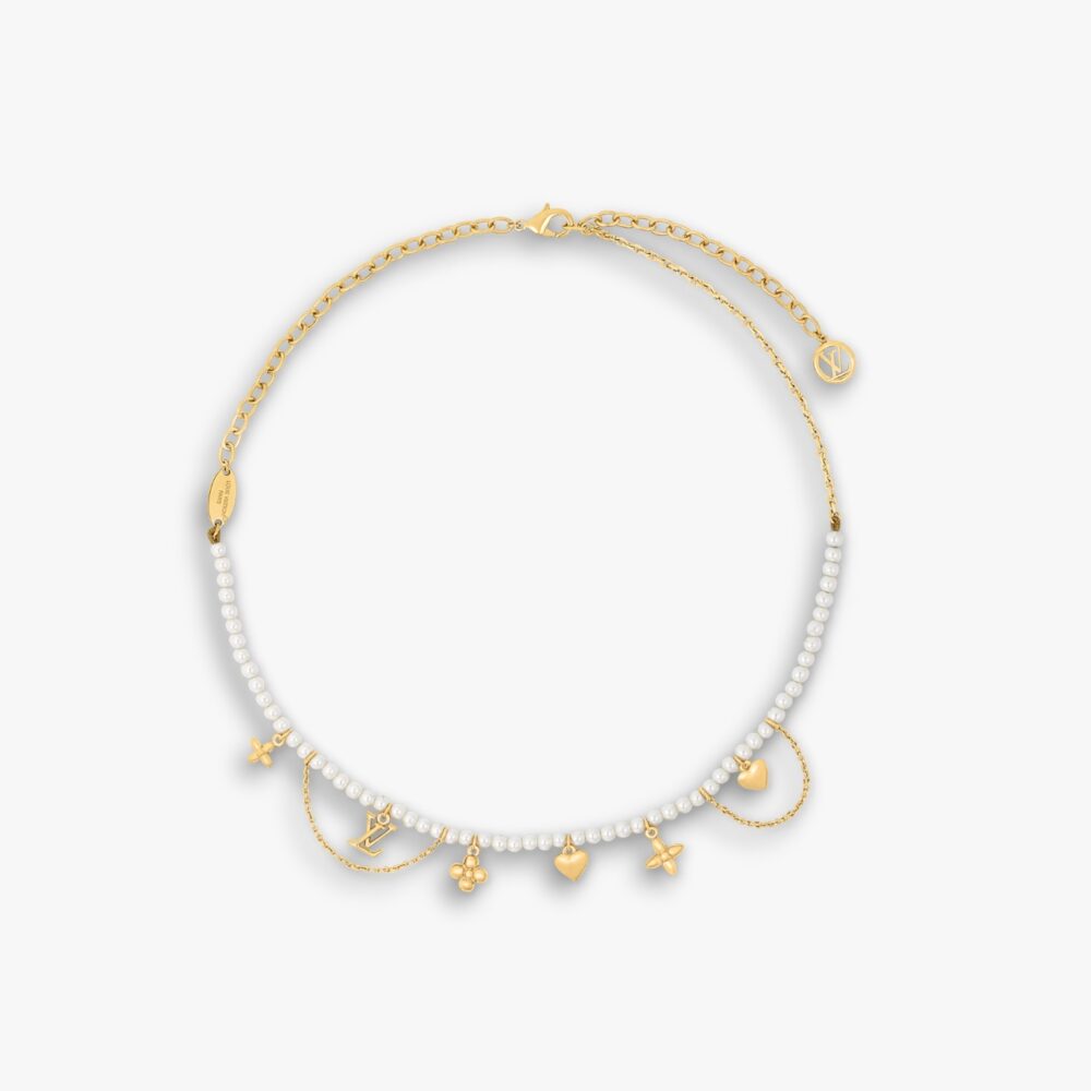 Louis Vuitton Blooming Pearls Necklace Gold M02388
