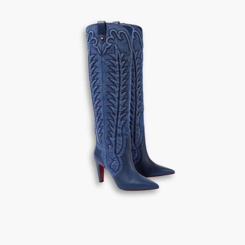 Christian Louboutin Santia Botta 85 Boots Denim Blue 32405166603